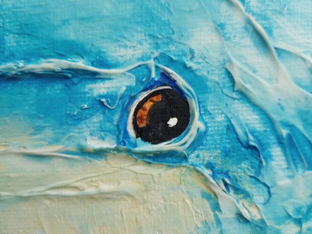 Gentle Memory a horse head painting by sundaylartist - eye detail